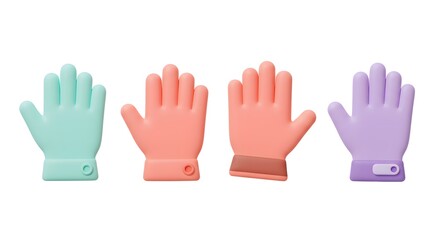 Obraz premium Illustrative Gloves in Various Colors Isolated on White Background