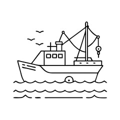 Obraz premium fishing boat icon, fishing boat vector illustration-simple illustration of fishing boat, perfect for fishing boat logos and icons