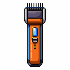 Vibrant Electric Hair Clipper Design in Retro Pixel Art Style