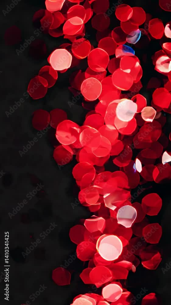 Poster abstract video still of red bokeh lights with a soft focus. the camera angle is straight-on, creatin