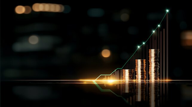 Financial growth strategies business world infographic dark theme close-up investment insights