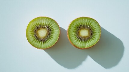 Fresh Kiwi Halves in Minimalist Composition, Showcasing Natural Beauty and Simplicity