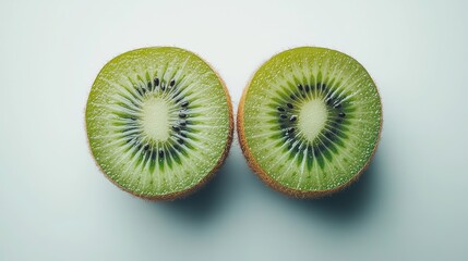 Fresh Kiwi Halves in Minimalist Composition, Showcasing Natural Beauty and Simplicity