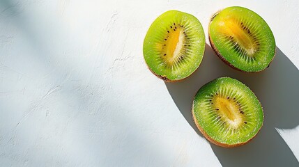 Fresh Kiwi Halves in Minimalist Composition, Showcasing Natural Beauty and Simplicity
