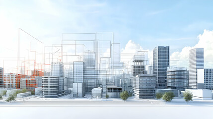 Digital Illustration Of Futuristic Cityscape Panorama