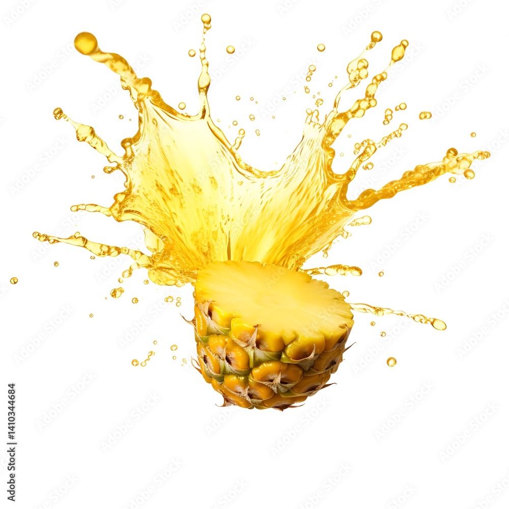 Poster pineapple splash: capturing the invigorating burst of flavor and freshness with this photo of a pine