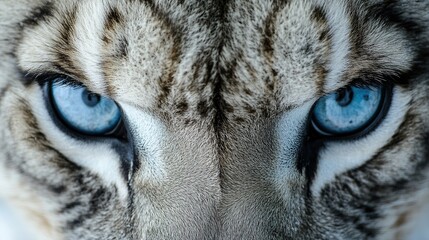 Majestic black-and-white lion with piercing blue eyes, a symbol of rare beauty and untamed wilderness.