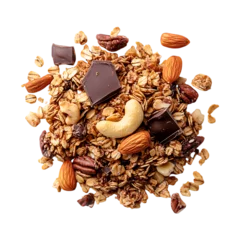 Gordijnen Delicious Homemade Granola with Almonds, Cashews, Pecans, and Dark Chocolate Chunks © Poly