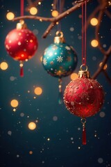 Fototapeta premium Decorative ornaments hanging from the ceiling, sparkling lights , Ceiling Decoration, Sparkly Ornaments