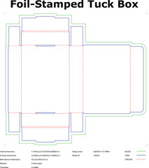 Tuck Box Packaging Die Cut Template Technical Drawing For Manufacturing And Product Development Vector Graphic Illustration With Bleed Trim And Crease Lines