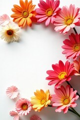 Vibrant petal arrangement on white background, botanical garden, colourful blooms