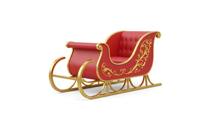 3D Render of a Red and Gold Santa Sleigh - Illustration