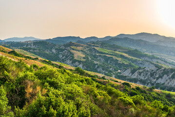 Fototapeta premium rural countryside landscape during a sunny summer day inside Val d'Agri, Basilicata