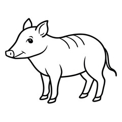 Collared Peccary illustration flat vector design