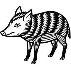 Collared Peccary illustration flat vector design