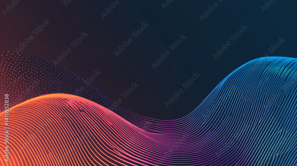 Poster abstract wave design with vibrant gradients and dotted lines.
