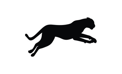 Running cheetah silhouette, Cheetah sprint vector, Minimalist animal illustration