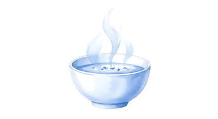 Watercolor Illustration of a Steaming Bowl of Soup