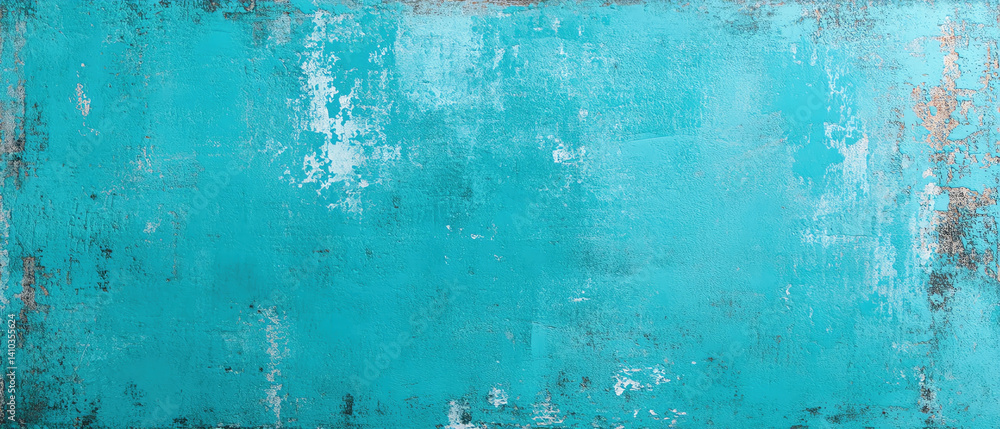 Poster turquoise textured background with distressed effects, creating vibrant and artistic atmosphere. per