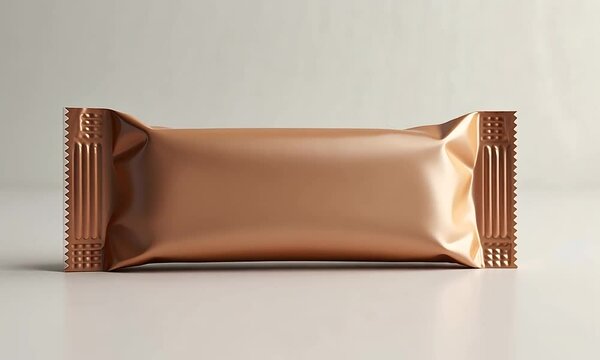 Rose Gold Packaging Mockup:  A Blank Snack Bar Wrapper Template for Design Inspiration