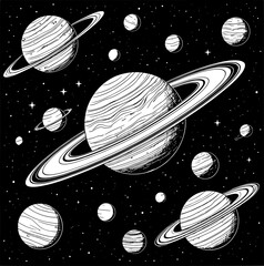  pattern with planets and stars