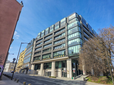 Warsaw, Poland - April 12, 2025: Seat of the Warsaw Stock Exchange at 4 Ksiazeca street.