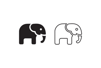 Two stylized elephant silhouettes, one solid black, one outline black.