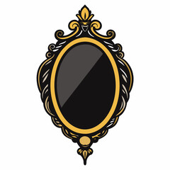 Obraz premium Elegant Vintage Oval Mirror Frame with Ornate Gold Detailing for Interior Decoration