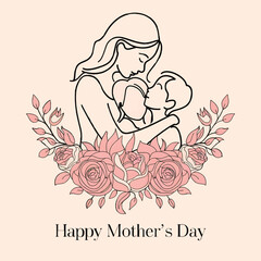 Mothers day card with silhouette of mother and child