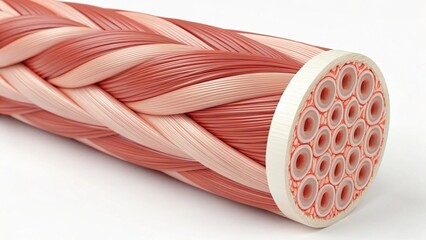 A detailed cross-section of a biological structure, possibly a nerve or muscle bundle, revealing its intricate internal organization of bundled fibers and tissues