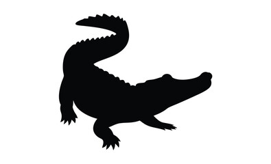 Crocodile silhouette illustration, Reptile animal graphic, Wild predator icon design