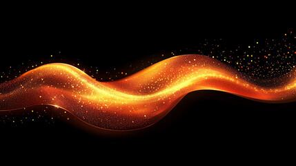 Abstract wavy golden flame graphic design on black background.