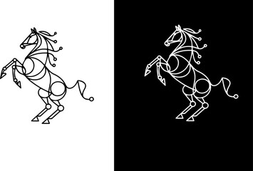 horse Logo with  symbol color black and white and eps format