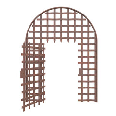 Rusty Dungeon Door, 3d illustration isolated on white background