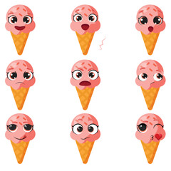 Strawberry ice cream face set