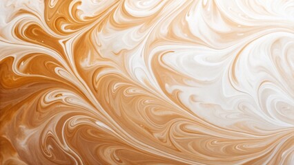 This image showcases the abstract beauty of swirling caramel and cream, with rich brown tones blending into lighter shades in a fluid motion