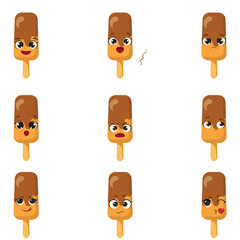 Chocolate ice cream faces set