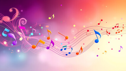 Fototapeta premium Aesthetic colorful background with music notes