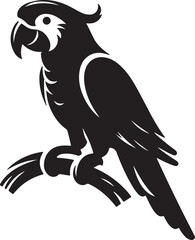 Parrot Black Vector Silhouette, Tropical Bird Clipart & Exotic Design