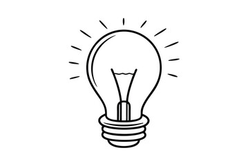 Light Bulb Drawing Shining Bright Idea Concept With Radiating Lines Vector