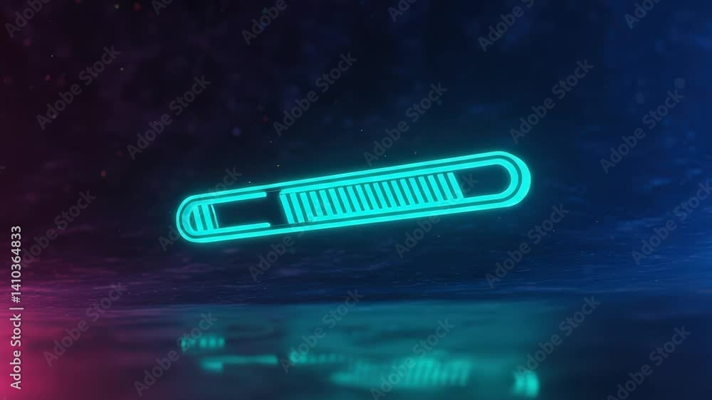 Aufkleber neon loading bar: digital progress in a futuristic setting