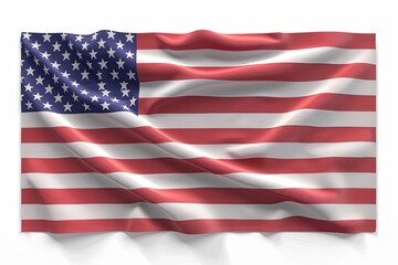 Obraz premium Waving red, white, and blue flag with stars and stripes, casting a shadow. Patriotic imagery
