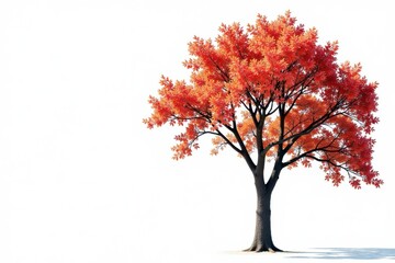 Tree with branches isolated on white background, minimalist, nature