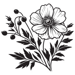 black and white flower vector