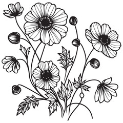 black and white flower vector