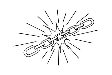 Breaking Chain Symbol Illustration Of Freedom Liberation And Strength Hand Drawn