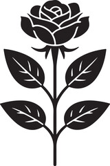 Rose Black Silhouette Vector, Elegant Floral Art & Botanical Clipart
