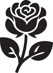 Rose Black Silhouette Vector, Elegant Floral Art & Botanical Clipart