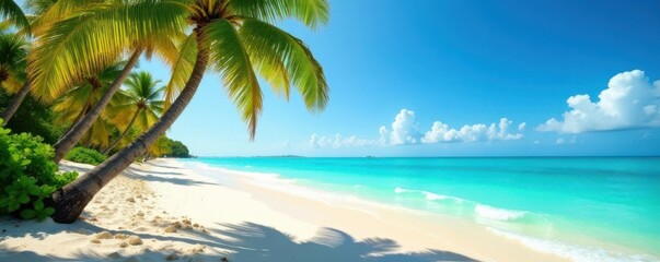 Beach with Palm Trees, Warm Sand, Turquoise Water, beach, turquoise