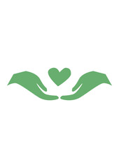 green eco hand with eco heart vector illustration. humanity vector.